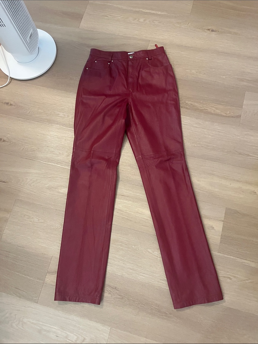 Vintage Red leather slim pants